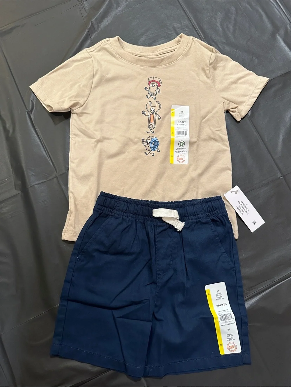 wonder nation Tan Tee with Navy Shorts Set